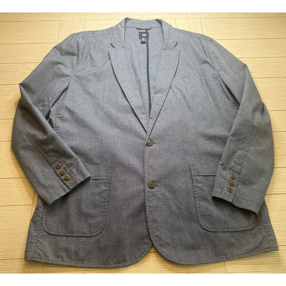 Gap Sport Coat Men's Sz XXL 100% Cotton ‎ Unstructured Casual Blazer Blue Check